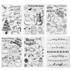 Kesoto 6 Pieces Christmas Theme Clear Stamps Scrapbooking Album Paper Cards Making Decoration