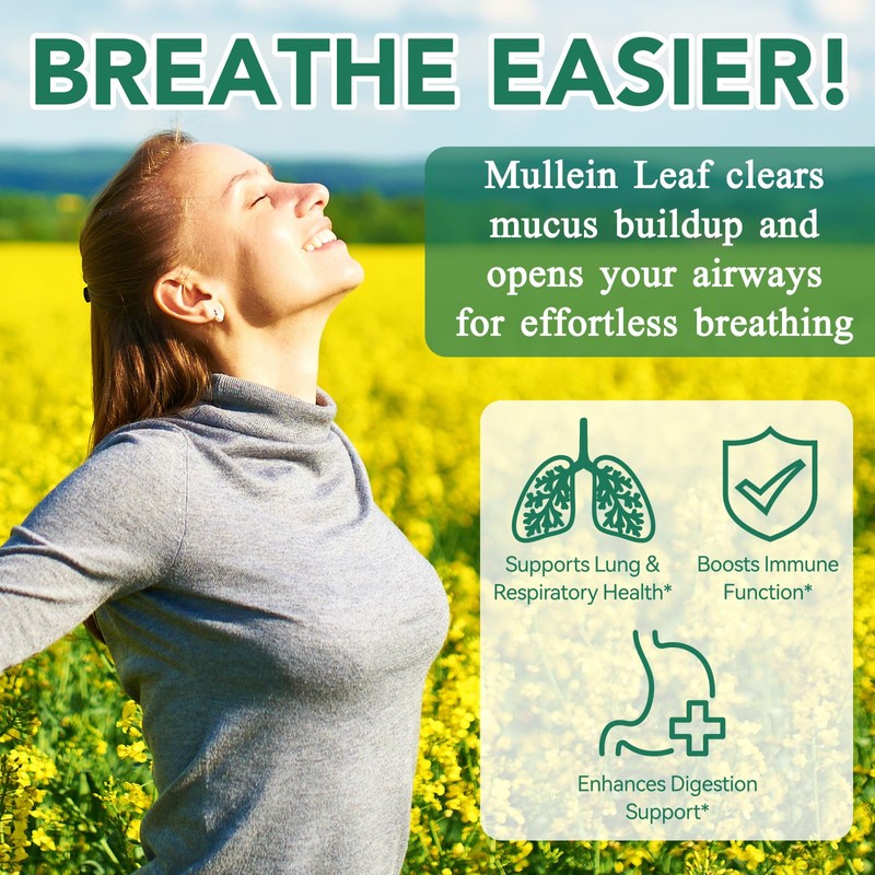 Mullein Gummies 2000mg for Lungs, Mullein Leaf Extract for Lung
