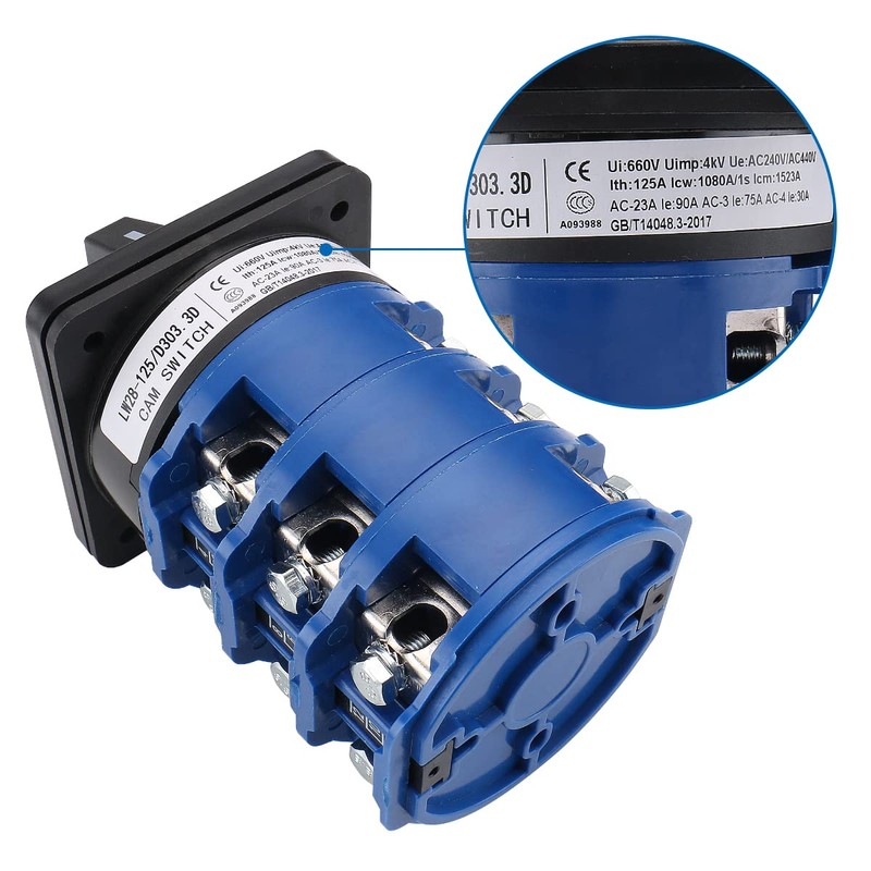 Baomain Rotary Cam Changeover Switch with Exterior Box 125A 12-Terminals