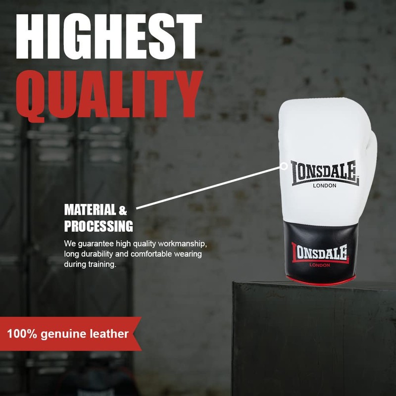 Lonsdale Unisex Adult Campton Equipment, White/Black/Red, 10 oz R