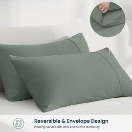 GOKOTTA Soft Standard Pillow Cases, Luxury Silky Cooling Pillow Cases for Hot Sleepers, 100% Rayon Made from Bamboo, Envelope Closure and Reversible Pillowcases for Hair and Face(20"*26")