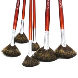 high-Grade Mink 6 pcs/Set Fish Tail Fan Shape Watercolor Gouache Acrylic Painting Pen Artist Oil Painting Brushes Art Supplies