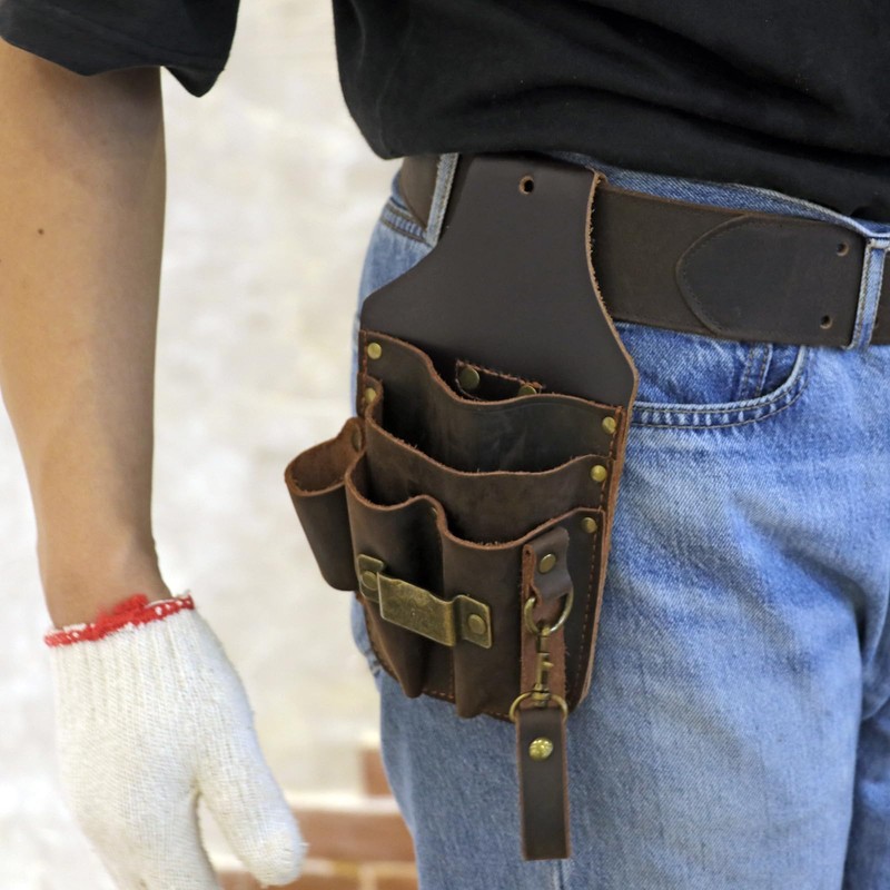 TOURBON Leather Tool Organizer Tool Holder Waist Belt Pouch for