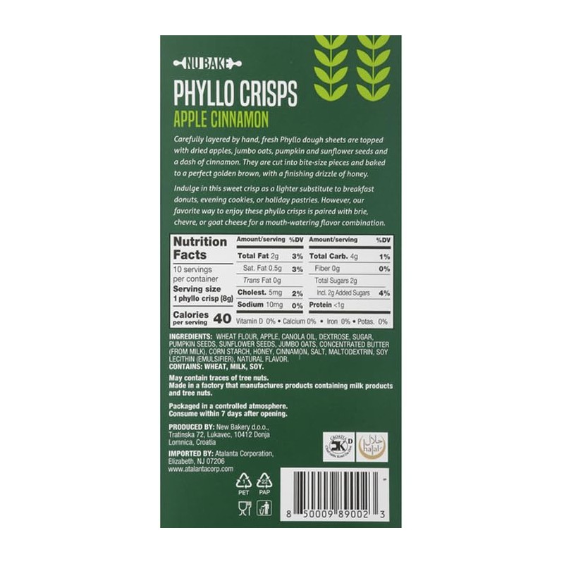 Phyllo Crisps Pastry Dough Sheets Crisp Snack Bundle - Apple
