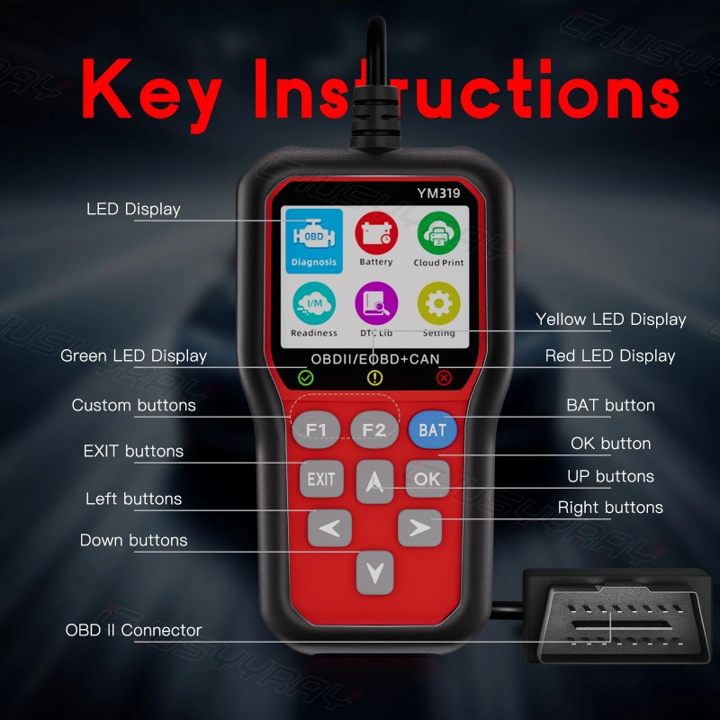 CHUSYYRAY OBD2 Scanner Engine Code Reader ABS Full System all