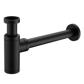 Ieron Bottle Trap Universal for Bathroom Sink Washbasin, Hidden Cleaning Opening Odor Trap Adjustable P-Trap G1 1/4 x 32mm,Antique Brass Drain Pipe,Matte Black 10cm