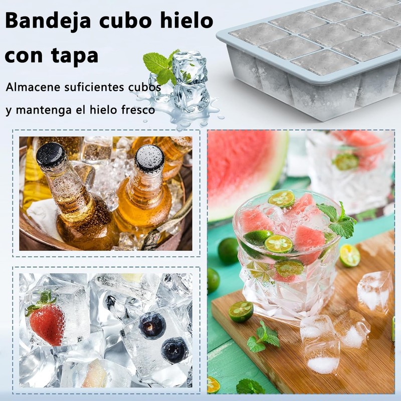 3 PCS Cubitera de silicona, Bandejas de Silicona para Cubitos