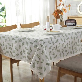Bringsine Fashion Classic Square Cotton Linen Lace Leaves Tablecloth, Washable Tablecloth Vintage Dinner Picnic Table Cloth Home Decorative Cover(Square, 55 x 55 Inch
