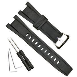 OliBoPo Black Silver Natural Resin Waterproof Watch Strap for Casio GST-210 GST-W110 GST-W100 GST-S110 GST-S100 GST-B100 GST-S300, Resin