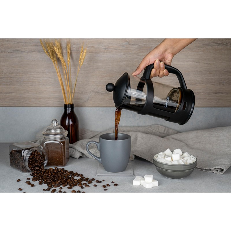 Café Olé 3 Cup Everyday Black Plastic Cafetiere, Rust Resistant