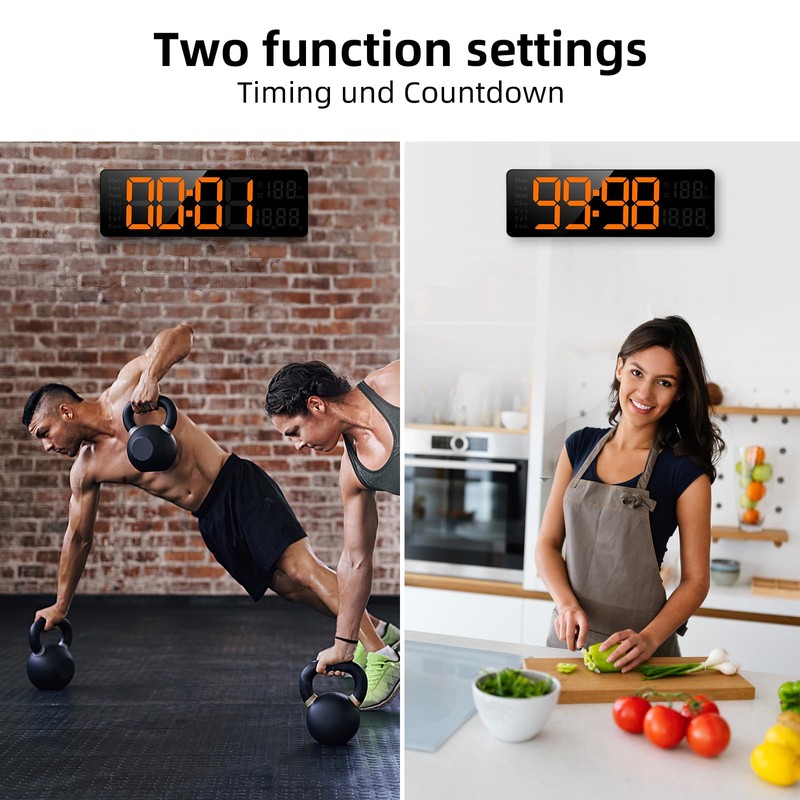 Koolertron Digital Wall Clock, 13-inch Large Display, LED Digital Clock