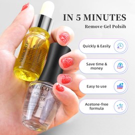 Gel Polish Remover (15ml), Cuticle Oil (10ml) & Essential Tools, Fast-Acting, Low Odor Gel Remover for Nails in 2-5 Minutes, Gentle Nourishing Treatment for Healthy Nails – Salon-Pro Home Manicure Kit