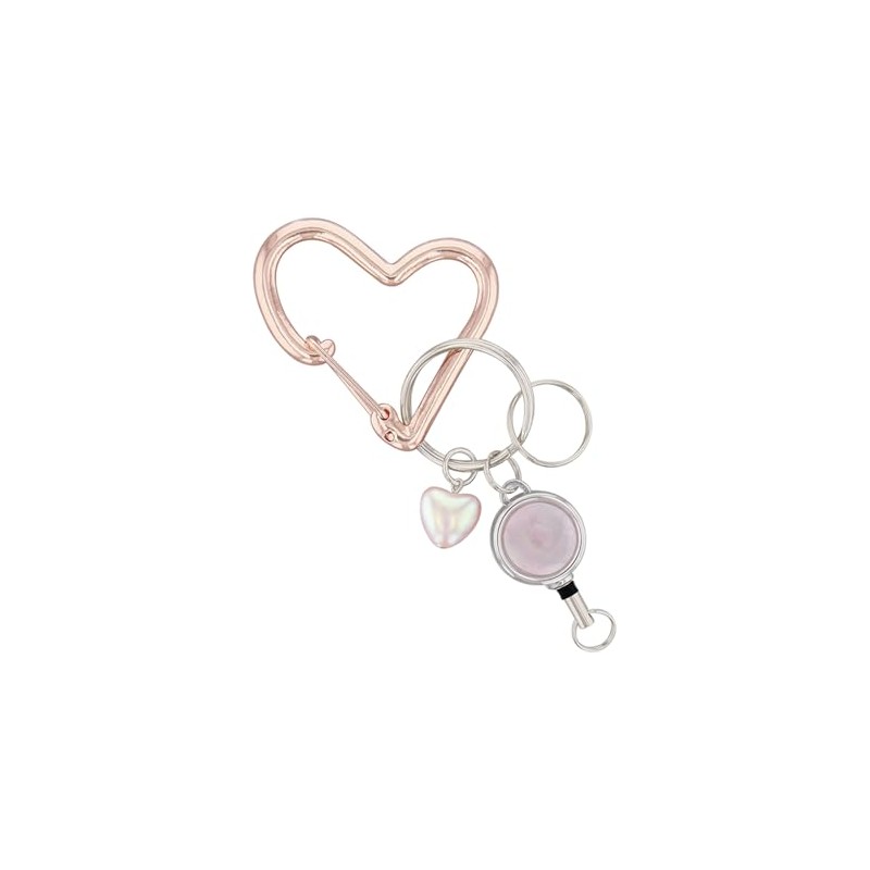 FLOWERING Carabiner (with reel) Heart GKH0013-PG (Pink Gold)