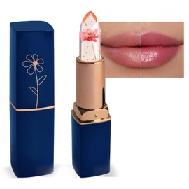 Colour Changing Lipstick, Crystal Flower Long Lasting Moisturising Lipstick Gift for Women, Clear Jelly Hydrating Tinted Lip Balm Magic Temperature Color Change Moisturizer for Cracked Lips