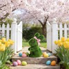 2Pcs Moss Flocked Bunny Easter Decorations 11CM Moss Rabbit Grass