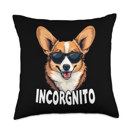 Incorgnito - Funny Welsh Corgi Owner Retro Pet Dog Lover Throw Pillow