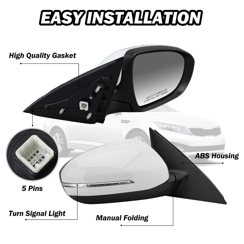 MOFOAP Passenger Side Mirror Compatible with 2011 2012 2013 Kia