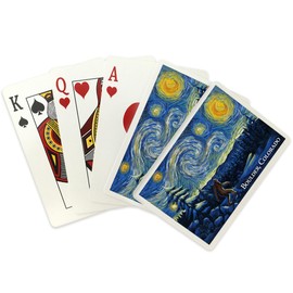 Boulder, Colorado, Winter Bigfoot, Van Gogh Starry Night (52 Playing Cards, Poker Size Card Deck with Jokers)