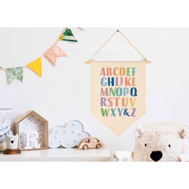 Alphabet Educational-Canvas Hanging Flag Pennant Banner Wall Decor Decor Gifts for Baby Boys Girls Kids,Classroom Nursery Homeschool Baby Room Playroom Reading Room Bedroom Wall Deocr Gifts
