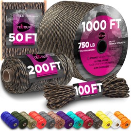 TECEUM Paracord Type IV 750 lb M – 100% Nylon Strong Tactical MIL–SPEC Parachute Cord – Survival Rope (Uabite, 100 ft)