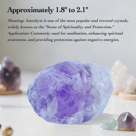 Raw Crystals Light Amethyst, Large 1.8-2.1" Healing Crystals Natural Rock Rough Stone Gemstones Energy Balance Meditation Home Decor Gifts, Tumbling, Cabbing, Fountain Rocks, Decoration, Wicca & Reiki