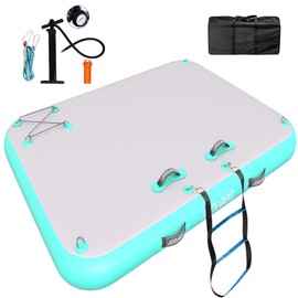 JOOLOOG Inflatable Floating Dock Mat,6 inches Thick Inflatable Stable Platform Raft with Storage Bag None-Slip Surface for Lake Beach Pool Green 6x5ft