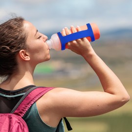 TIXIPEM Water Bottle Handle Carrier Strap [2PCS] - Makes Any Cup Handheld Use for Running & Bike & Hiking & Gym - [Blue - Silicone - 9.52IN] Outdoor Essential Bottle Accessories