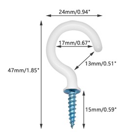 Pack of 30 Screw Hooks Ceiling Hooks with Protective Plastic Cover White