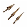 Cobalt Step Drill Bit Set, 1/4" Hex 13-9-6 Hole Spiral