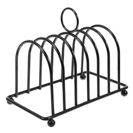 ULTECHNOVO Chrome Plated Toast Rack Organiser, Stainless Steel - 14.5 cm Chrome Toast Holder Rack with Ball Feet - Stand with Carry Handle - for Kitchen, Dining Room or Bakery, Black