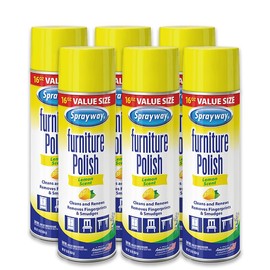 Sprayway Furniture Polish, 16oz, Pack of 6 | Cleans, Waxes, Dusts with Fresh Lemon Fragrance | Foaming Action, Removes Fingerprints, Smudges, Stains | Ideal for Wooden Surfaces