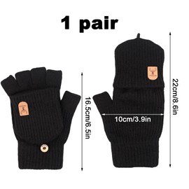 ZJCANGLIU Fingerless Gloves with Cap, Fingerless Gloves Women, Gloves Women's Fingerless, Gloves Fingerless Men, Gloves Mittens, Finger Gloves with Cap, for Men and Women, black