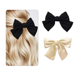 2 hair bows, bow hair bow hair clip, hair clip bow, hair accessory bows, fashion girls hair clips, hair clip French Christmas, wedding, birthday (black + beige)