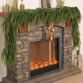 Christmas Norfolk Pine Garlands - 9ft Artificial Garland Faux Green Fake Pine Needles Garland for Fireplace,Table,Window,Stairs,Mante,Holiday Indoor Outdoor Xmas Decor(1PCS)