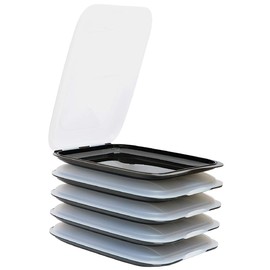 ENGELLAND - Hochwertige stapelbare Aufschnitt-Boxen, Frischhaltedose für Aufschnitt. Wurst Behälter. Perfekte Ordnung im Kühlschrank, 5 Stück Farbe Schwarz, Maße 25 x 17 x 3.3 cm