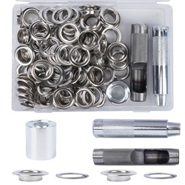 Luabue 200PCS 18MM Grommets Eyelets Tarpaulin Repair Kit Eyelet Punch Kit Metal Eyelets for Fabric Leather Craft Tarpaulin Curtains DIY and Decoration