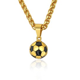 Soccer Pendant Necklace, Fashion Sport Jewelry for Women Men Lucky Charm Pendant & Chain 18K Gold Plated Football Necklaces