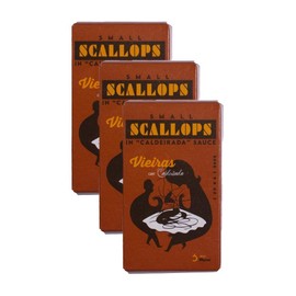 Spanish Small Scallops Canned in Caldeirada Sauce | B Vitamins, Omega-3 | Tinned Seafood by Ati Manel | 3 x 110g Can