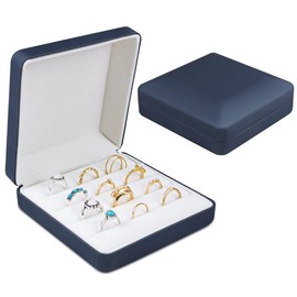 Schmuck Ring Organizer Box, kleine Schmuckschatulle, Reise Schmuck Fall, tragbare Ring Speicher Display Case, PU Leder Ringe Tray Halter Box für Frauen, Mann, Mädchen, Ohrring, Manschettenknopf (Blau)