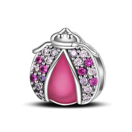 KUNSIR 925 Sterling Silver Clip-On Charm for Reflexions Mesh Bracelet Charm Bead fits Flat charm Bracelets Gift for Women（ladybug）