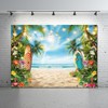 Summer Hawaiian Photography Backdrop Beach Tropical Flower Palm Leaves Surfboard