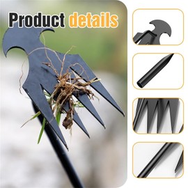 CHCTD Dritnow Weeding Tool,Uprooting Weeding Tool,Weeding Artifact Uprooting Weeding Tool,Hand Weeder Tool Garden Weeding Tools Weed Puller,4 Prong Garden Weeding Tool (11.8inch)