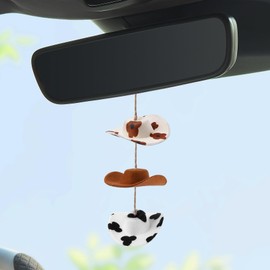 Lyxheth Cowboy Hat Car Charm, Rear View Mirror Charm, Country Rear View Mirror Accessory, Cute Handmade Felt Mini Hat Ornament Pendent Western Car Accessories Fit Women and Girls (Coffee Color)