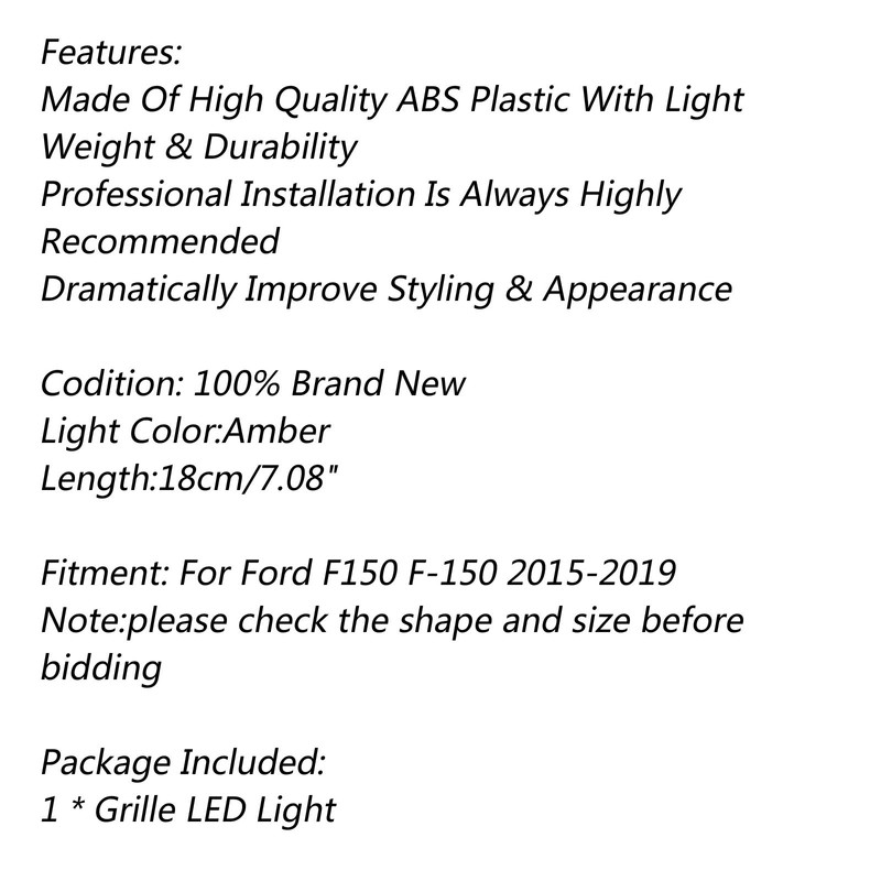Areyourshop 3X Bumper Grille LED Light Grill For F-150 F150