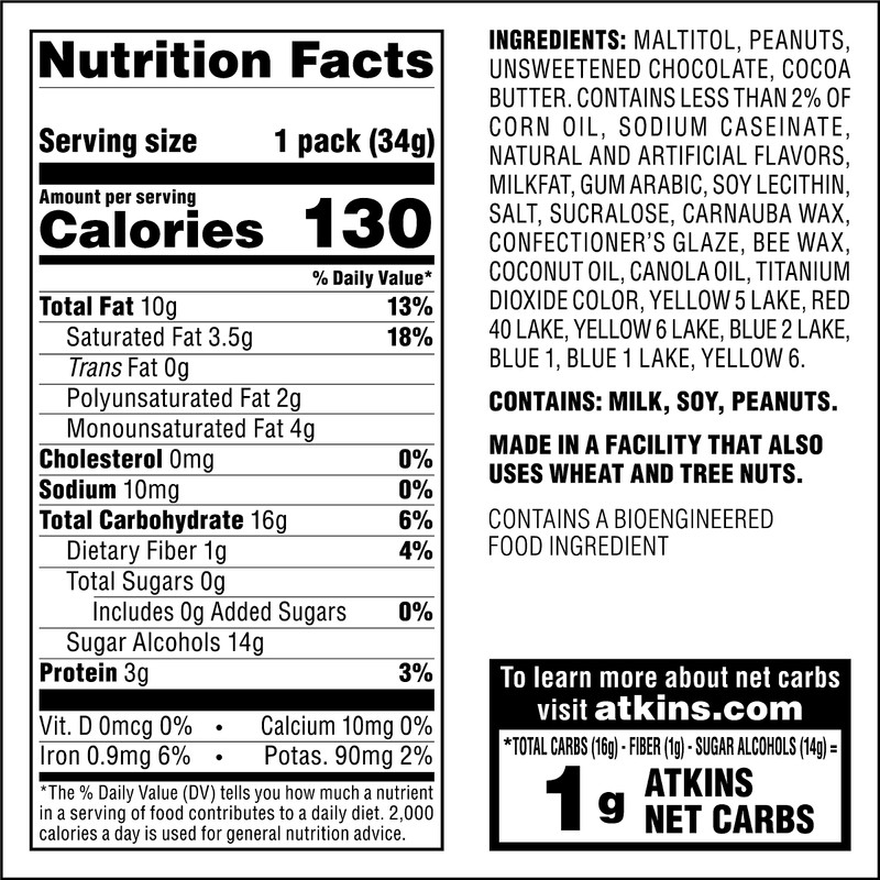 Atkins Endulge Chocolate Peanut Candies, Dessert Favorite, 0g Sugar, 20