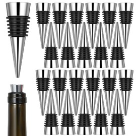 25 Pieces Wine Bottle Stopper Set Kit Reusable Decorative Bottle Stoppers Stainless Steel Wine-Bottle Stopper Kit for Kitchen, Bar, Gifts, Holiday Party, Wedding(Metal Silver)