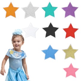 10 Pcs Iron on Patches for Clothing Stars, Iron on Patches Multicoloured Stars, Star Patches for T-Shirts, Jeans, Clothing, Jackets, Hats, Backpacks