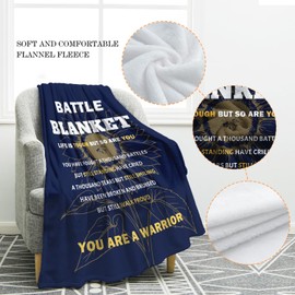 Jekeno - Manta de regalo para el cuidado del cáncer para mujeres y mejor amigo/a, regalos de "que te mejores pronto" para ella y él, luchador contra el cáncer, cita inspiracional de quimioterapia
