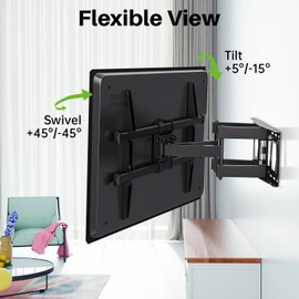 USX MOUNT Full Motion TV Wall Mount for 42"-82" TVs, Swivel and Tilt TV Mount, Wall Mount TV Bracket with Articulating 6 Arms, Max VESA 600x400mm, 120 lbs, 16" Wood Studs with Wall Drilling Template