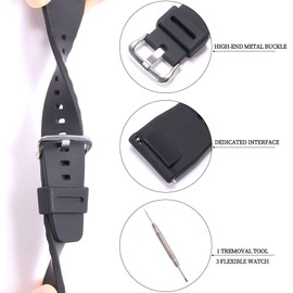 Silicone Quick release Watch Band Compatible with Casio PRG-650Y PRG-600 PRW6600 Men's Rubber Strap Replacement For Pro Trek PRG-650Y wristband Waterproof Bracelet 24mm Black Silver